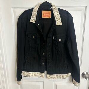 BLACK LEVI JACKET with custom lace trim medium